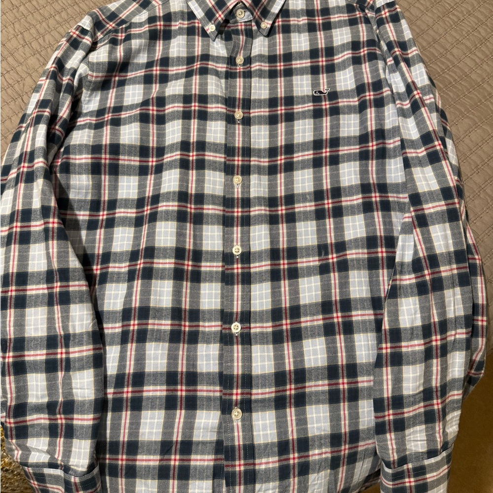 Vineyard Vines Blue and Red Plaid Classic Fit Whale Shirt Button Down